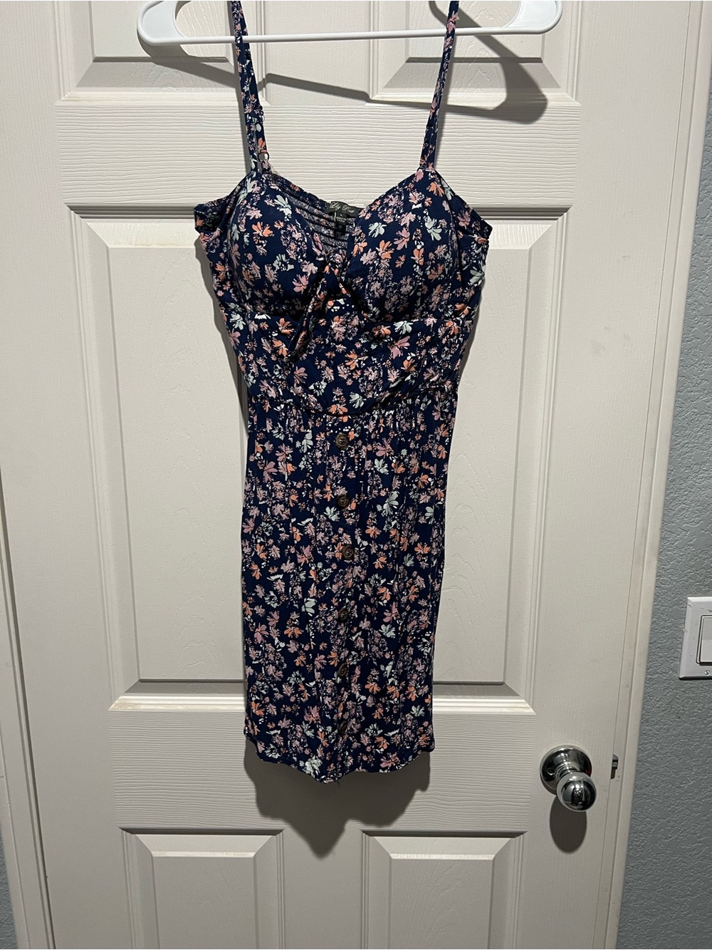 Lily Rose Navy Floral Spaghetti-Strap Mini Dress